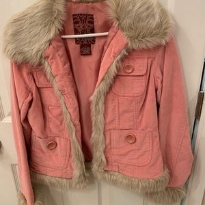 BB DAKOTA faux fur pink suede jacket- never worn!